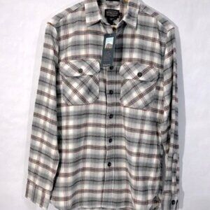 Pendleton Burnside grey, blue & red plaid flannel shirt. S & M